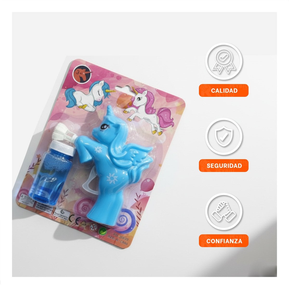 PACK2 JUGUETE DE BURBUJAS DE UNICORNIO PARA DIVERSION INFANTIL Y+REGALO STICKER - 5