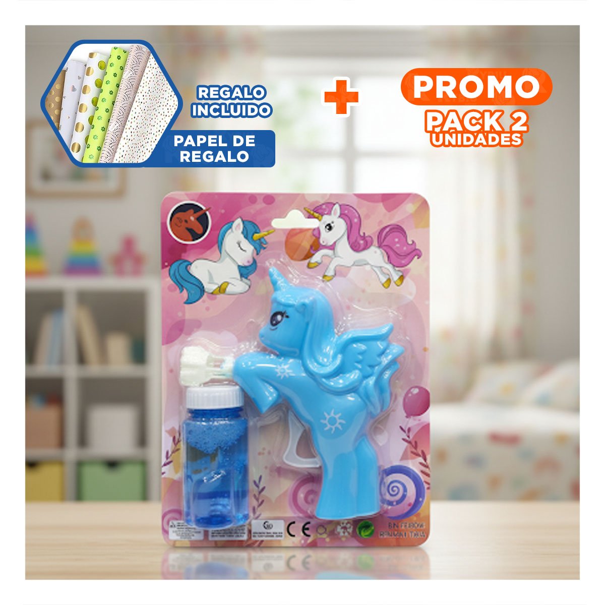 PACK2 CREADOR DE BURBUJAS DE UNICORNIO PARA JUEGOS CREATIVOS Y+PAPEL REGALO - 1