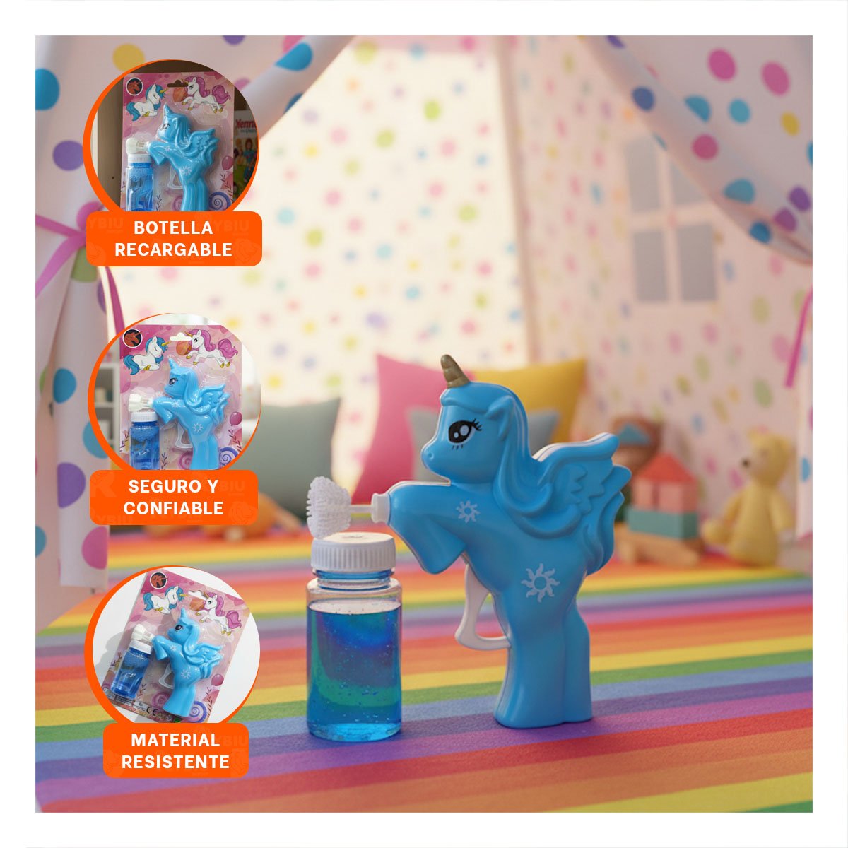 PACK2 CREADOR DE BURBUJAS DE UNICORNIO PARA JUEGOS CREATIVOS Y+PAPEL REGALO - 5