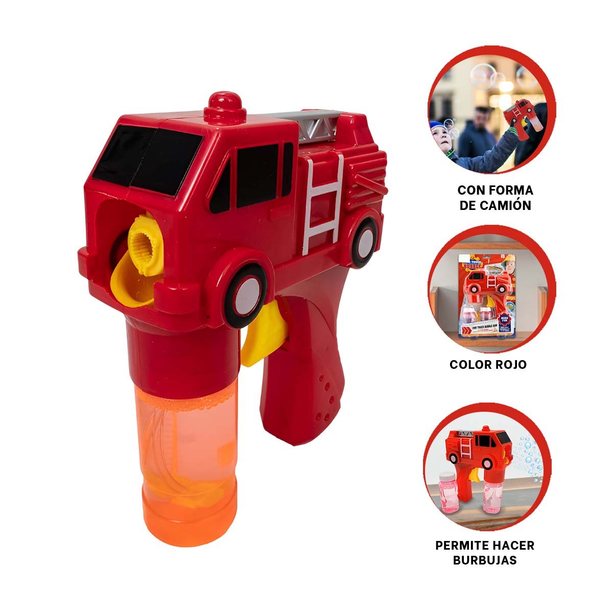 EQUIPO DE BURBUJAS CARRO BOMBERO ROJO PARA JUEGOS INFANTILES AL AIRE LIBRE - 3