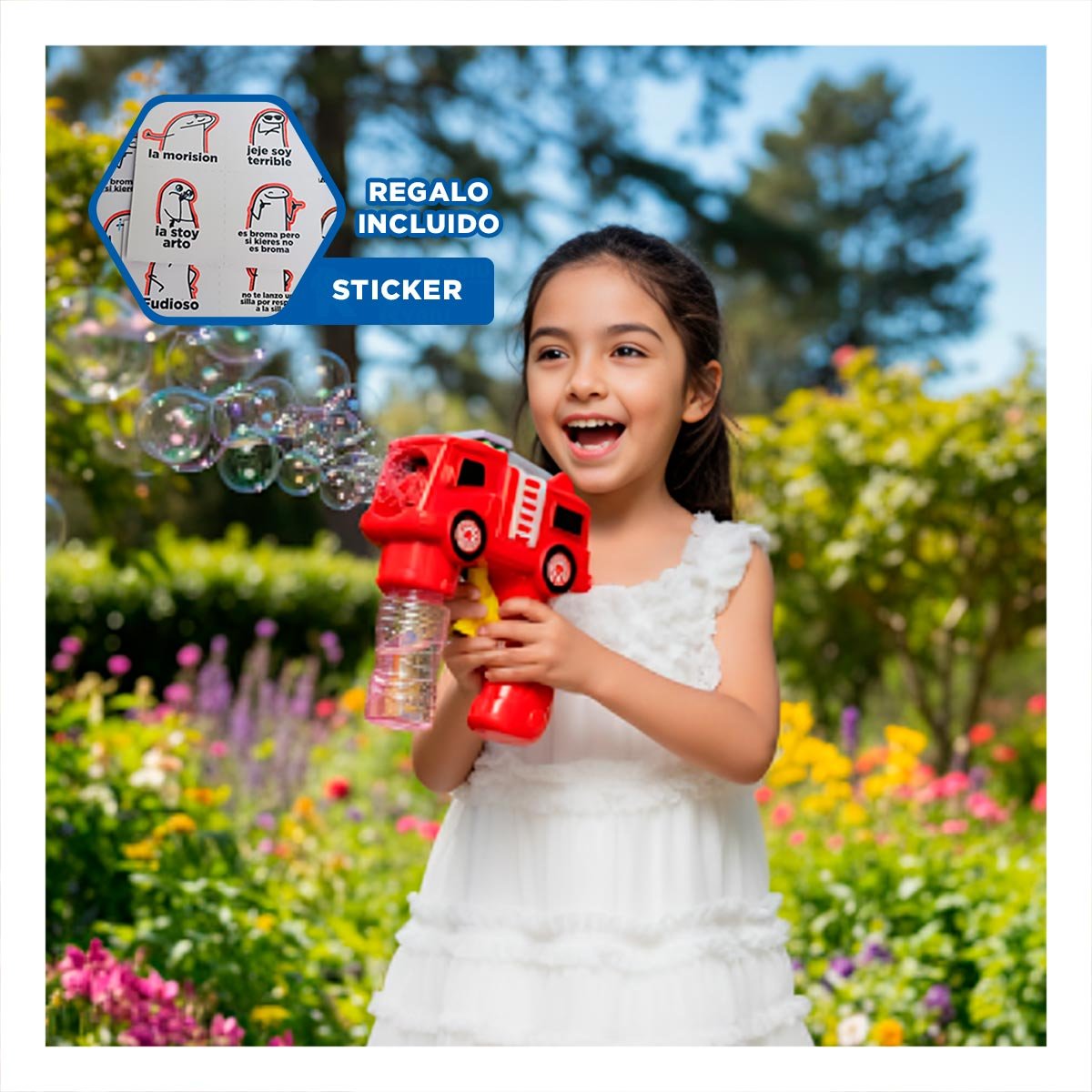 GENERADOR DE BURBUJAS MANUAL CAMION PARA ACTIVIDADES LUDICAS AL AIRE LIBRE Y+REGALO STICKER - 1