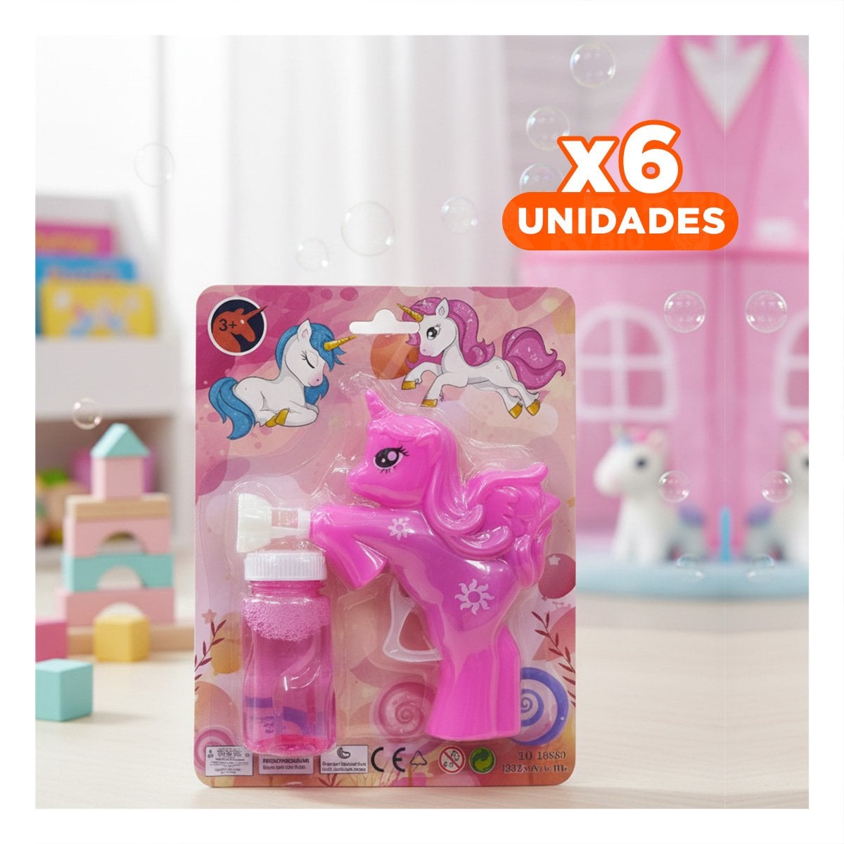 PACK6 ACCESORIO DE BURBUJAS CON UNICORNIO PARA DIVERSION EN FAMILIA Y+REGALO STICKER - 1