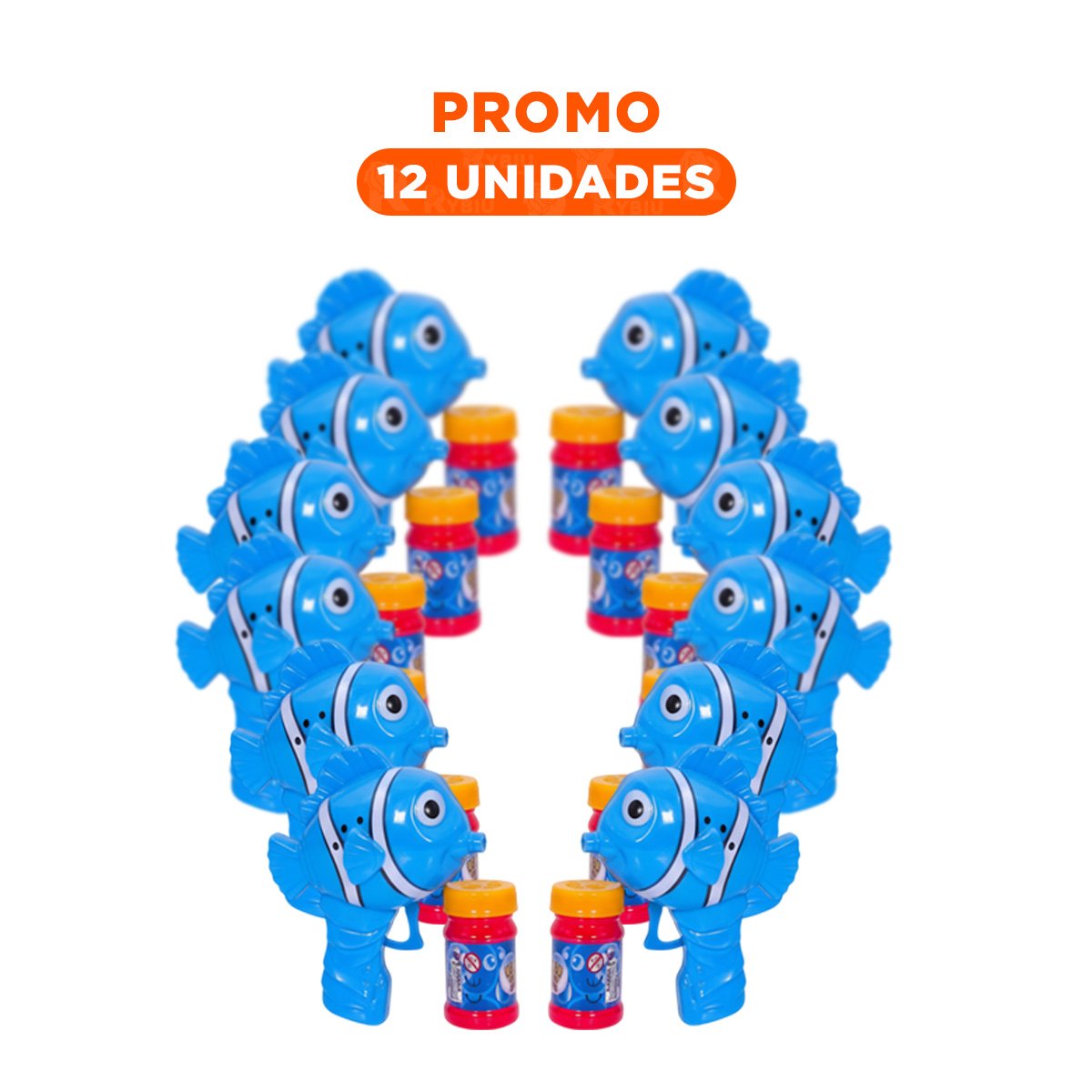 PACK12 EMISOR INFANTIL DE BURBUJAS CON FIGURA DE PEZ PARA ACTIVIDADES Y+REGALO STICKER - 1