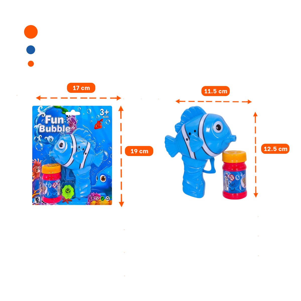 PACK12 EMISOR INFANTIL DE BURBUJAS CON FIGURA DE PEZ PARA ACTIVIDADES Y+REGALO STICKER - 4