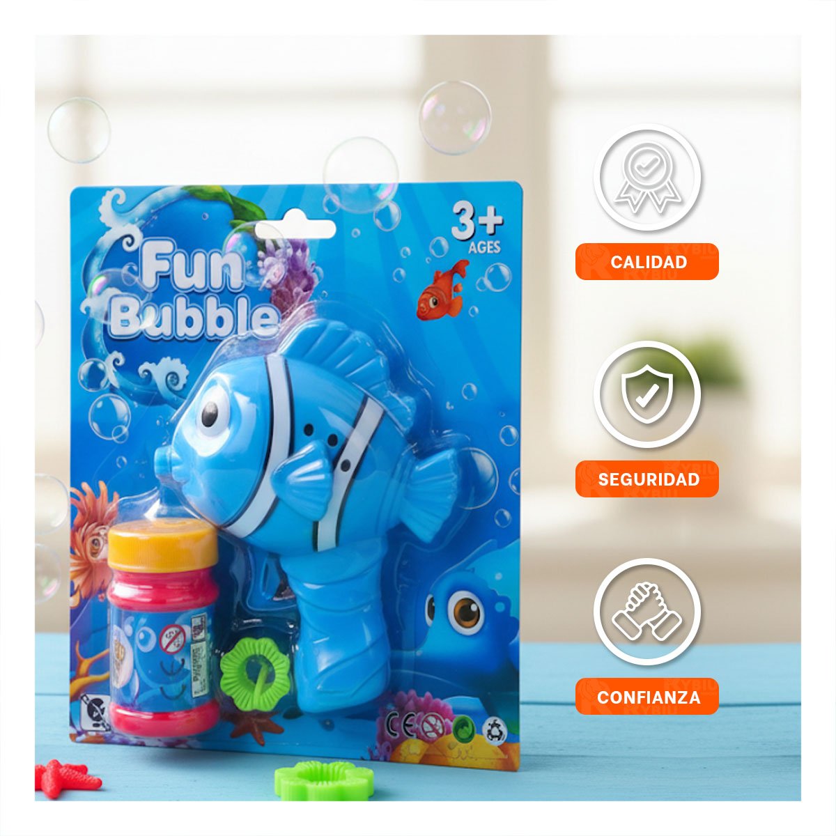 PACK12 SOPLADOR INFANTIL DE BURBUJAS ESTILO PEZ PARA MOMENTOS DE DIVERSION - 3