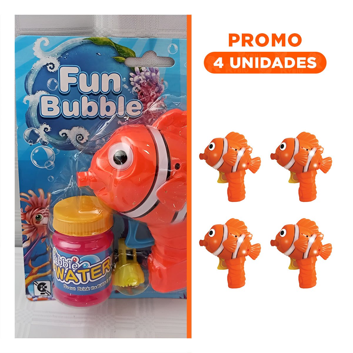 PACK4 ARTICULO DE BURBUJAS CON ESTILO DE PEZ PARA ACTIVIDADES Y+REGALO STICKER - 1