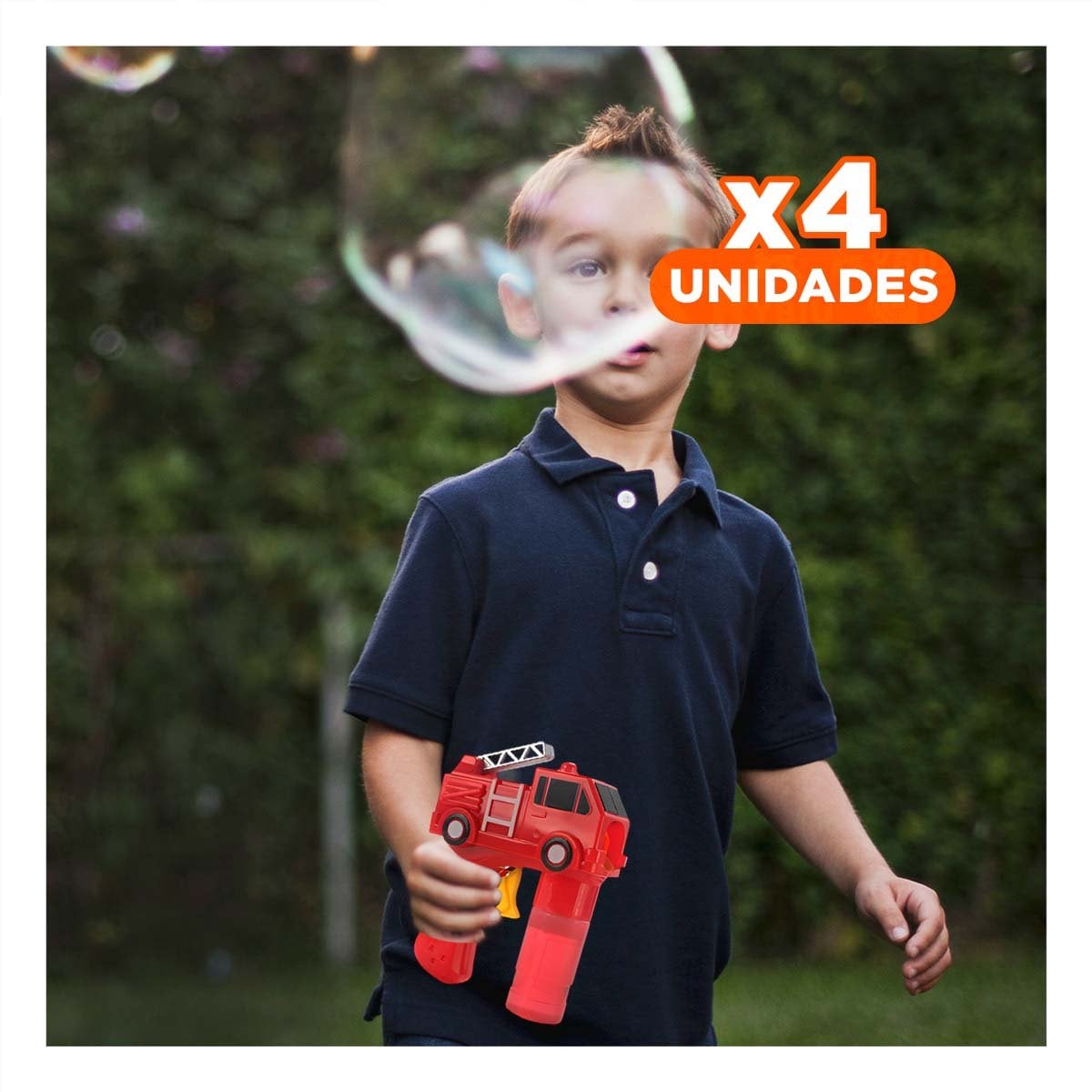 PACK4 ARTICULO DE BURBUJAS CARRO BOMBERO ROJO PARA JUEGOS INFANTILES DINAMICOS - 1