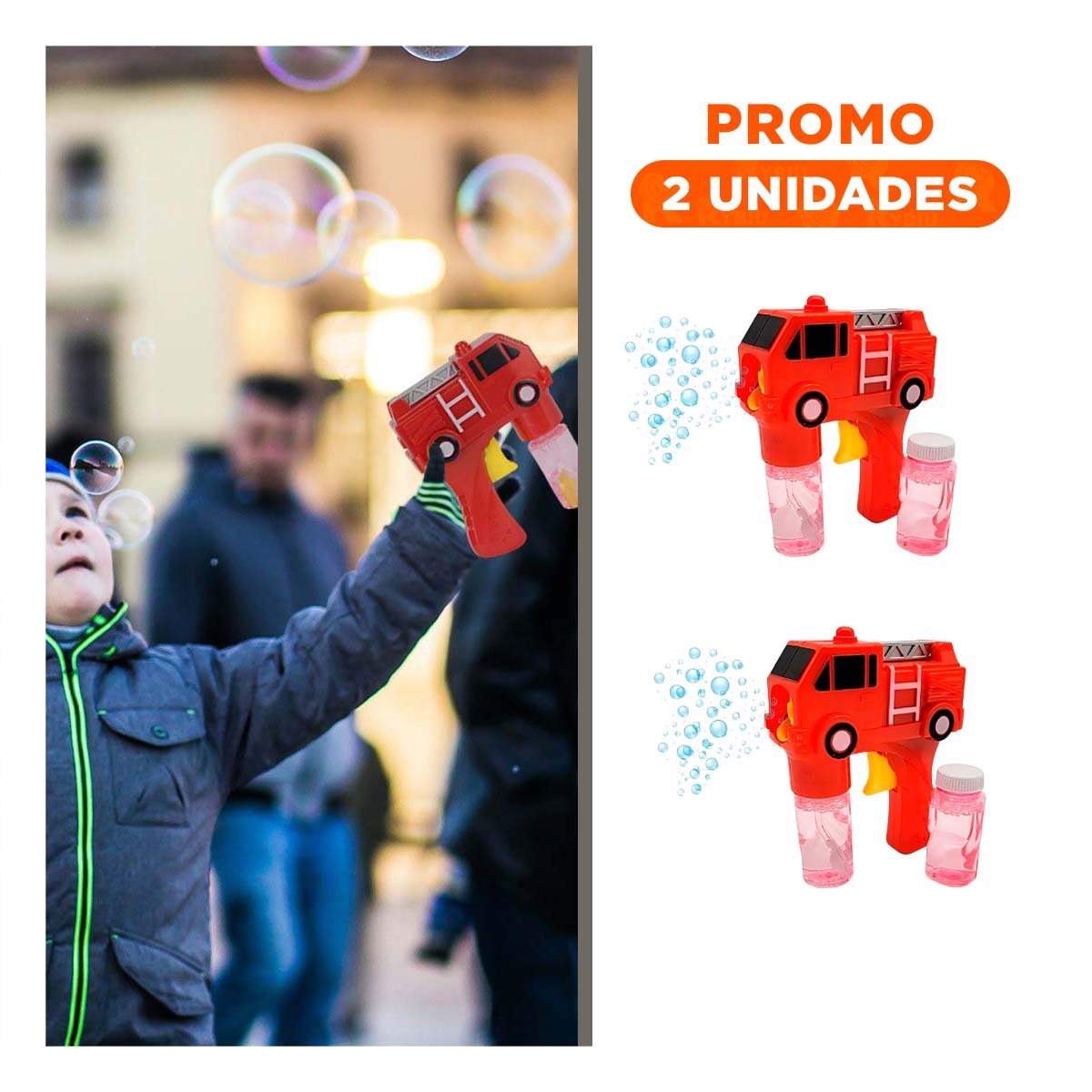 PACK2 JUGUETE DE BURBUJAS CARRO BOMBERO ROJO CON DISENO ATRACTIVO INFANTIL - 1