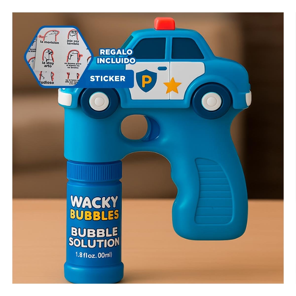 LANZADOR DE BURBUJAS CAMION PARA JUEGOS INFANTILES EN CASA Y EXTERIOR Y+REGALO STICKER - 1
