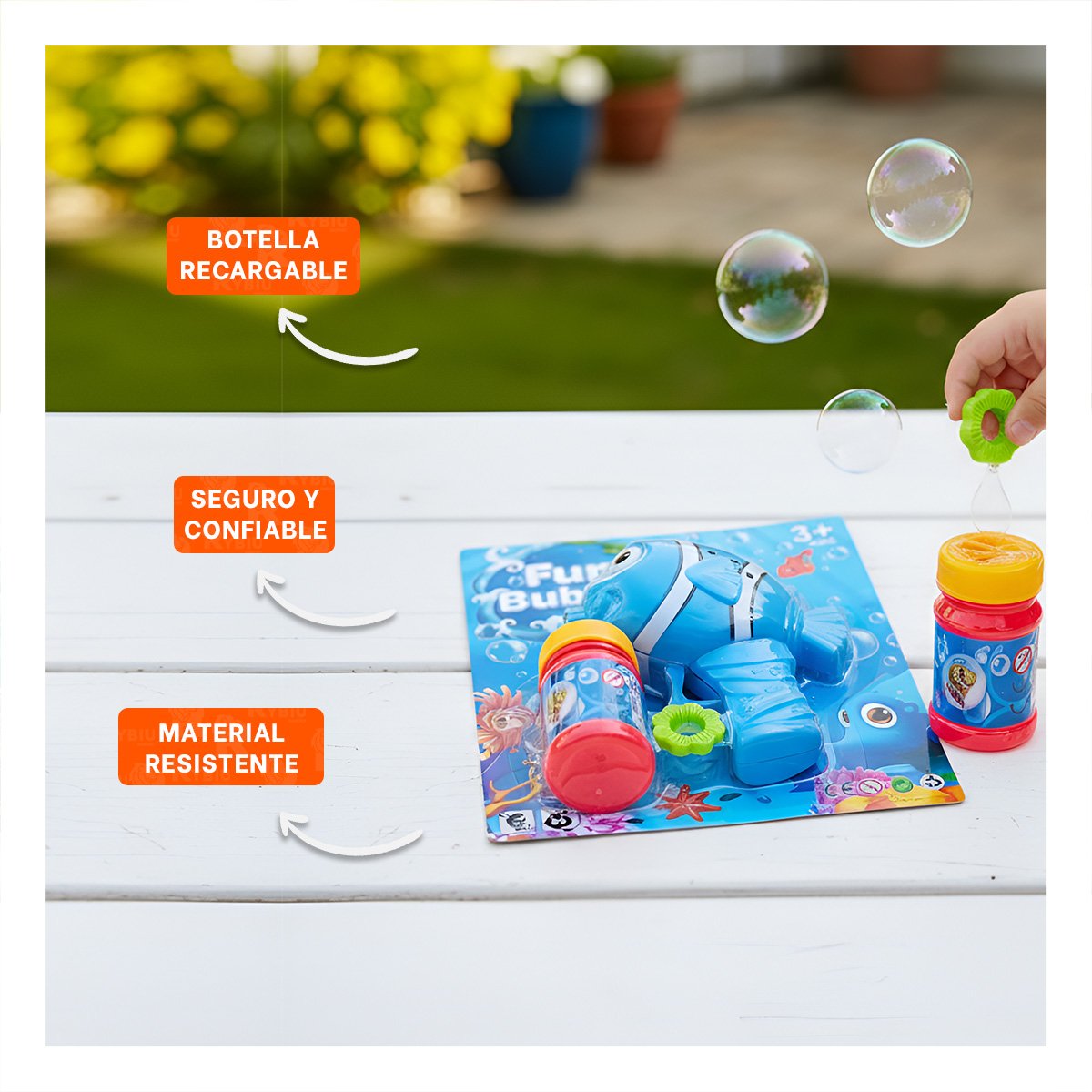 PACK6 DISPOSITIVO DIVERTIDO DE BURBUJAS CON ESTILO DE PEZ PARA JUGAR Y+PAPEL REGALO - 2