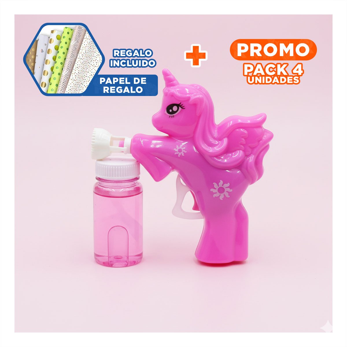 PACK4 JUEGO DE AIRE CON BURBUJAS Y UNICORNIO PARA MOMENTOS ACTIVOS Y+PAPEL REGALO - 1