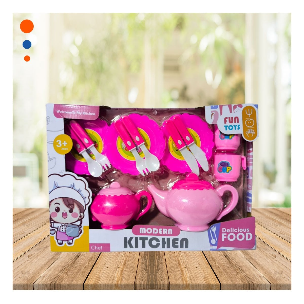 JUEGO DE UTENSILIOS DE COCINA CON TETERAS PLATOS Y CUBIERTOS PARA JUEGO EN CASA - 1