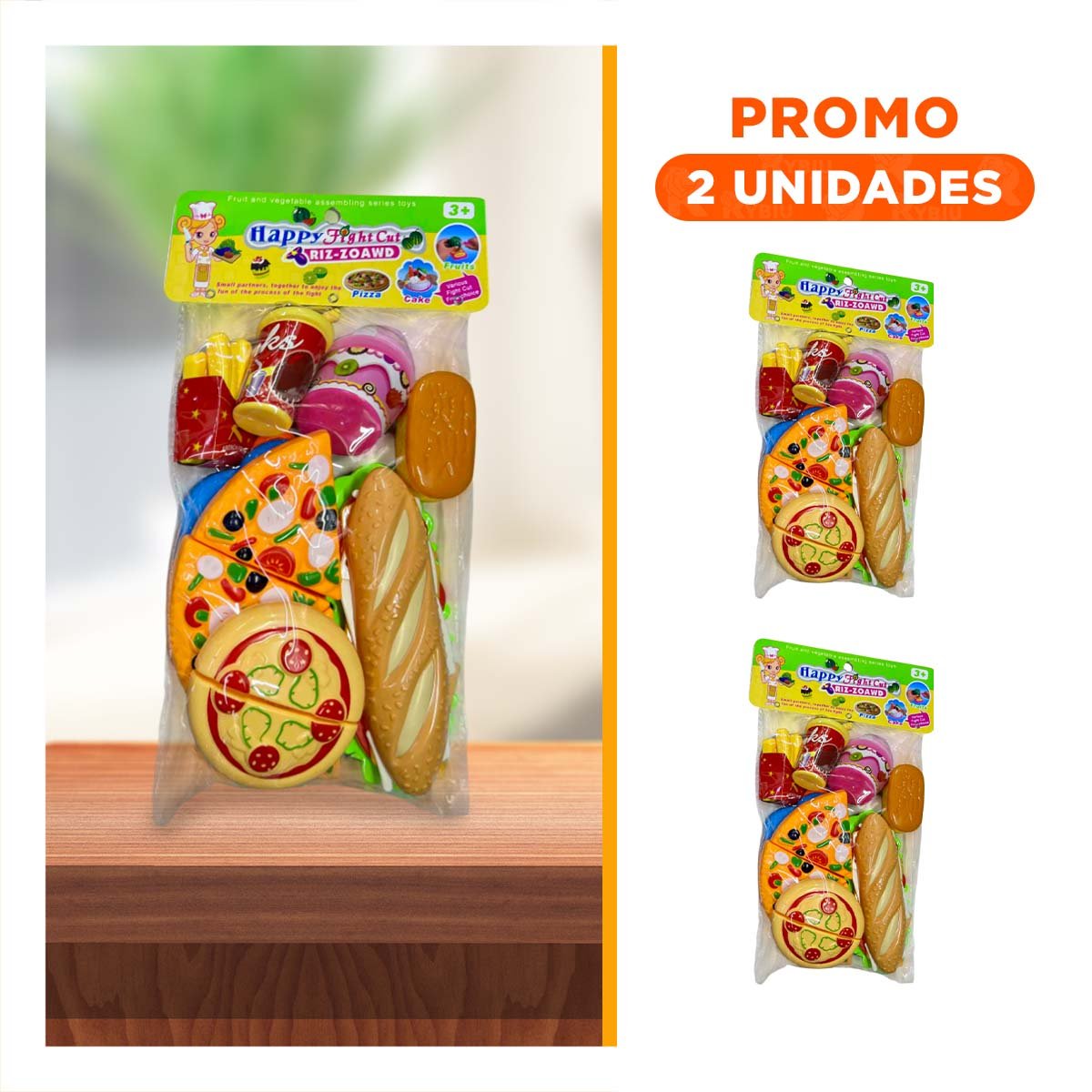 PACK2 LINEA EDUCATIVA DE PIZZA COMIDA RAPIDA PARA CORTAR PARA JUEGO CREATIVO - 1