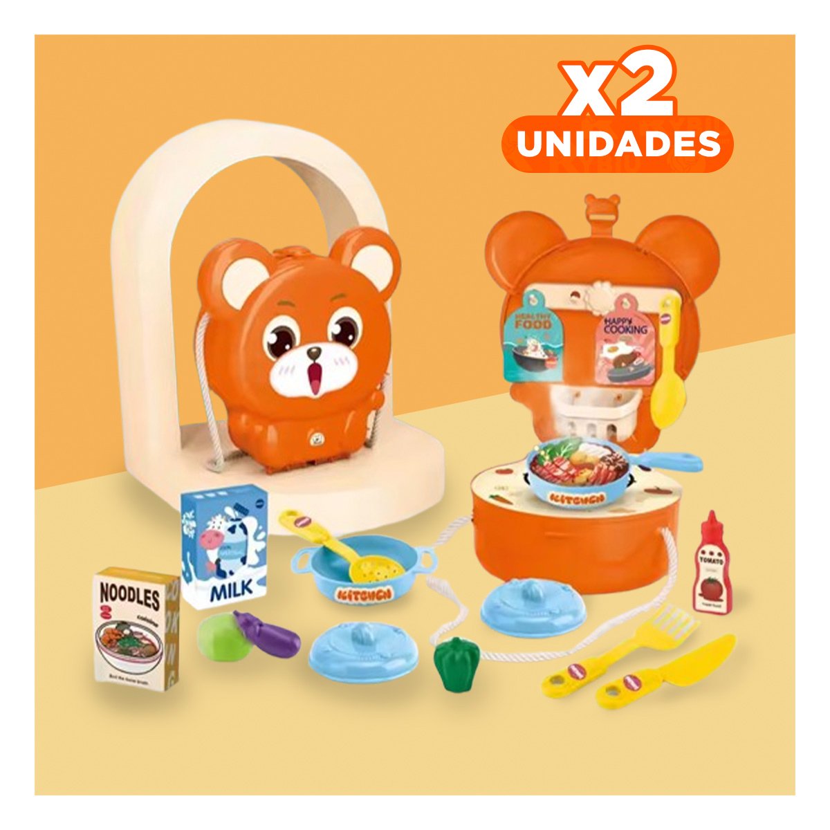 PACK2 MOCHILA CON OREJITAS PARA MINI CHEF Y+REGALO STICKERS - 1