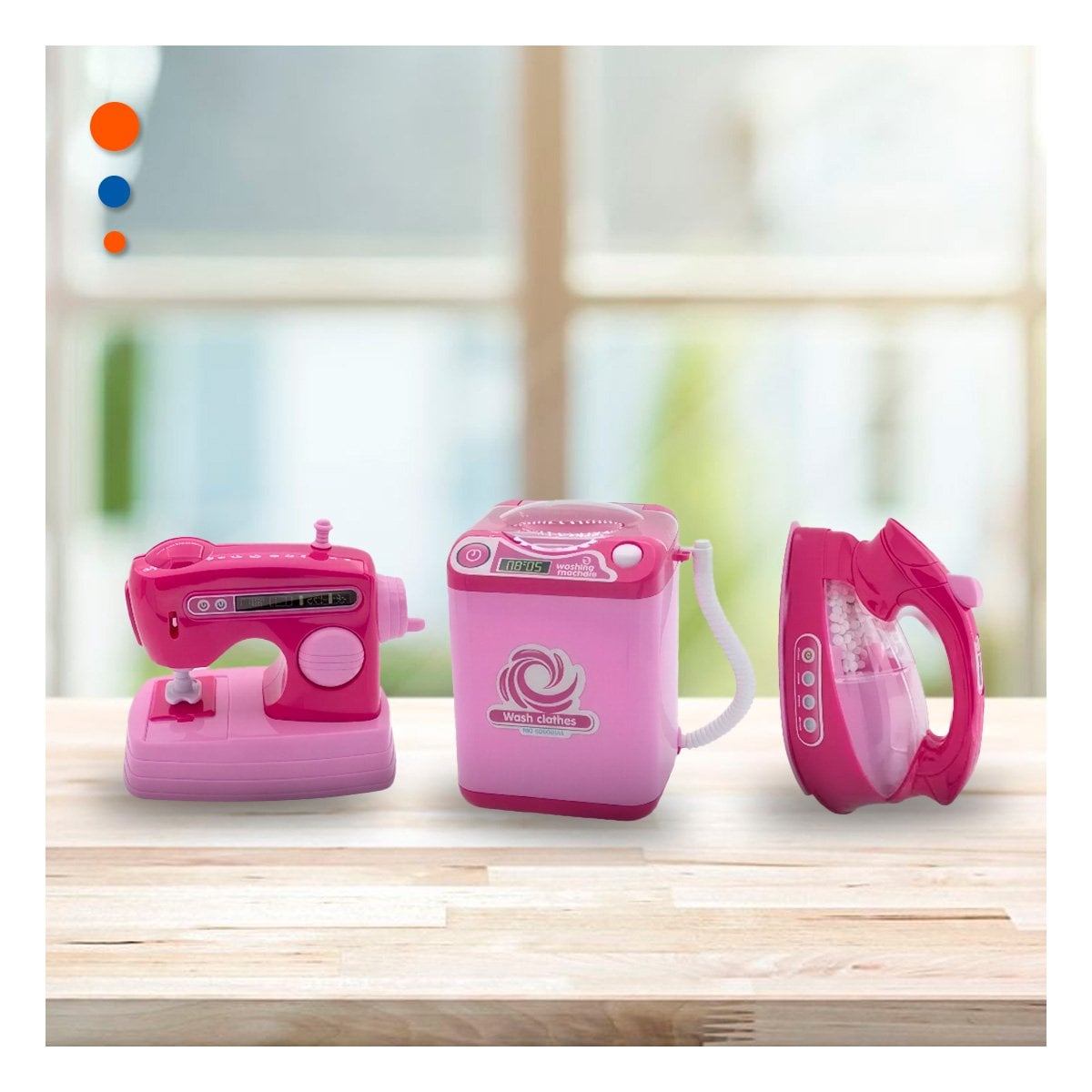 LINEA DE COSTURA CON LAVADORA Y PLANCHA PARA JUEGO CREATIVO Y SOCIAL EN CASA YREGALO STICKER - 2