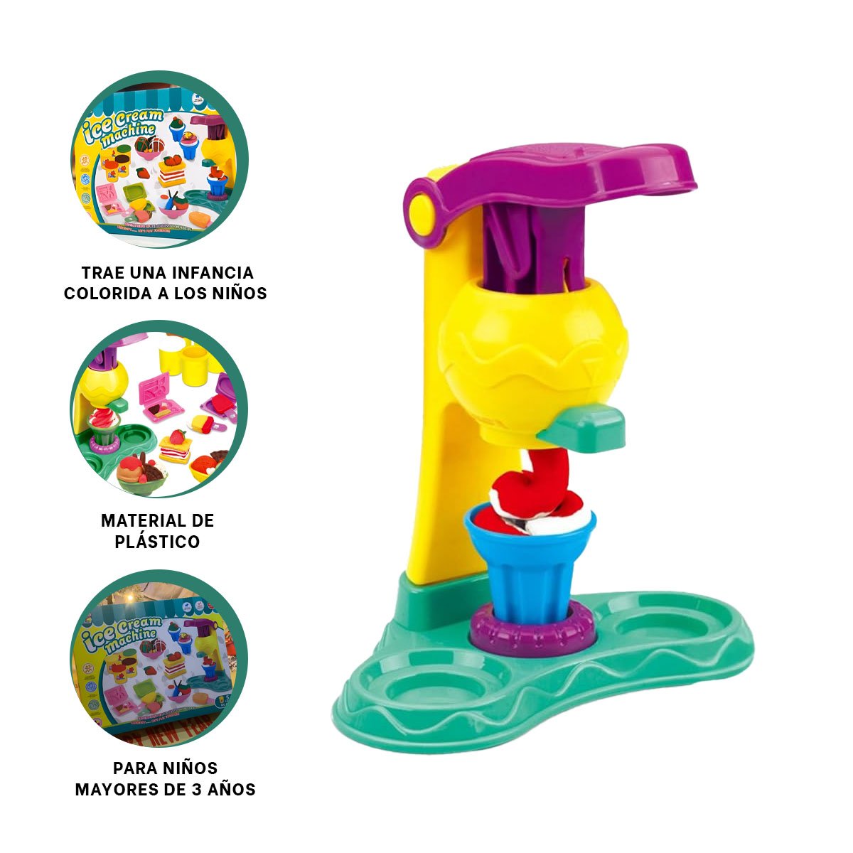 MAQUINA MOLDEADORA DE PLASTILINA PARA NINAS EN CAJA VERDE - 2