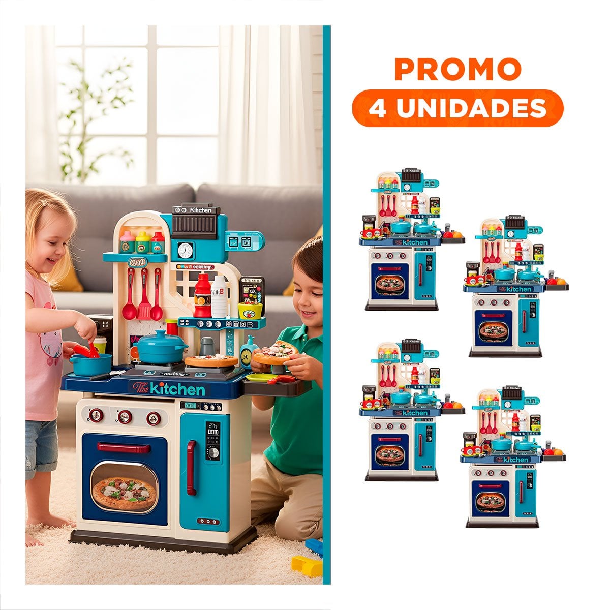 PACK4 SET RECREATIVO DE COCINA CON UTENSILIOS PARA JUEGO INFANTIL Y+REGALO STICKER - 1