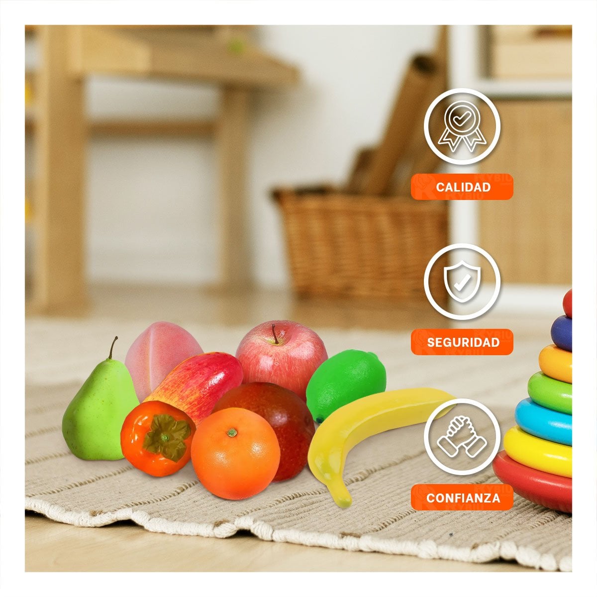 PACK2 JUGUETE EDUCATIVO DE FRUTAS Y+PAPEL DE REGALO - 2