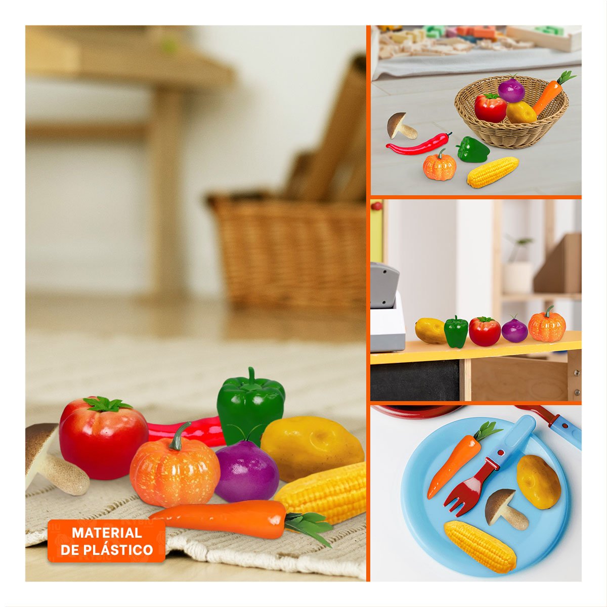 JUGUETE DE VERDURAS EDUCATIVO MULTICOLOR Y+PAPEL DE REGALO - 5