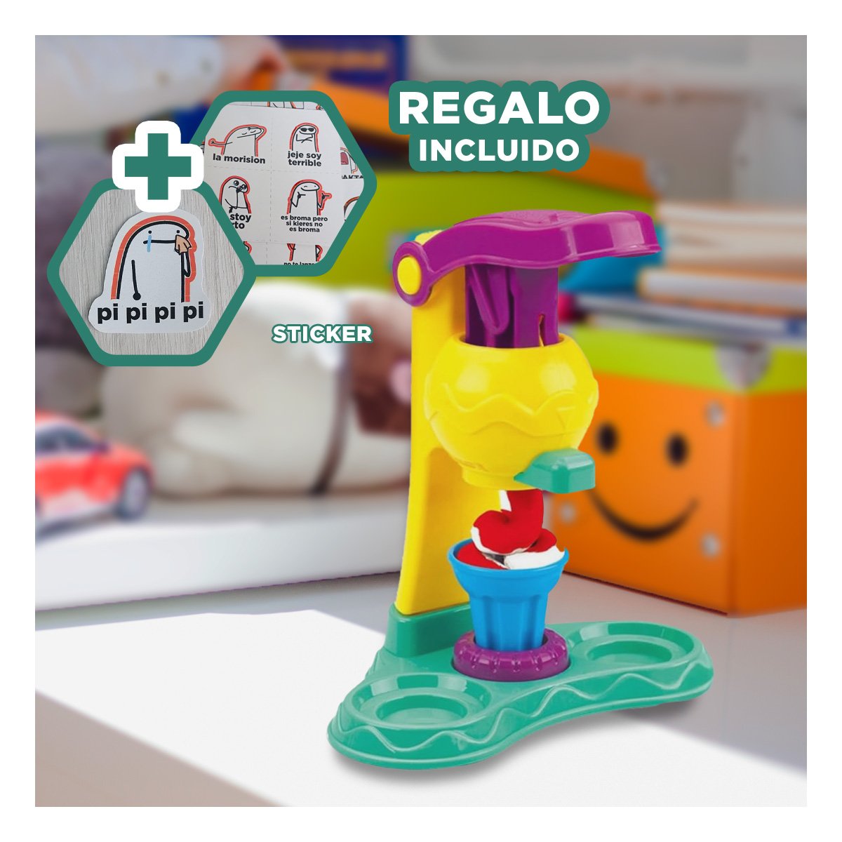 PACK2 PLASTILINA HELADERA EN CAJA VERDE Y+REGALO STICKERS - 2