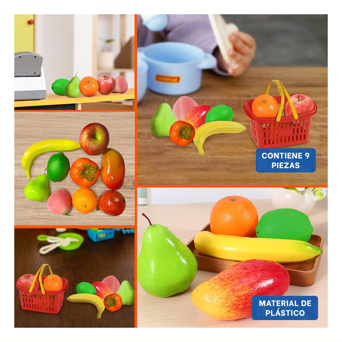 JUGUETE DE SET DE FRUTAS MULTICOLOR Y+LIGAS DE REGALO - 3