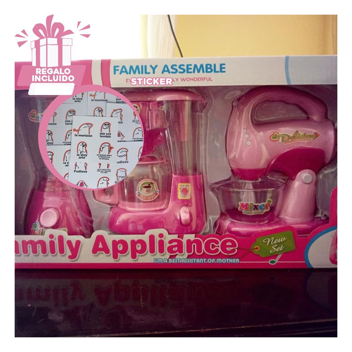 SET DE COCINA CON LICUADORA EN ROSA Y+REGALO STICKERS - 1