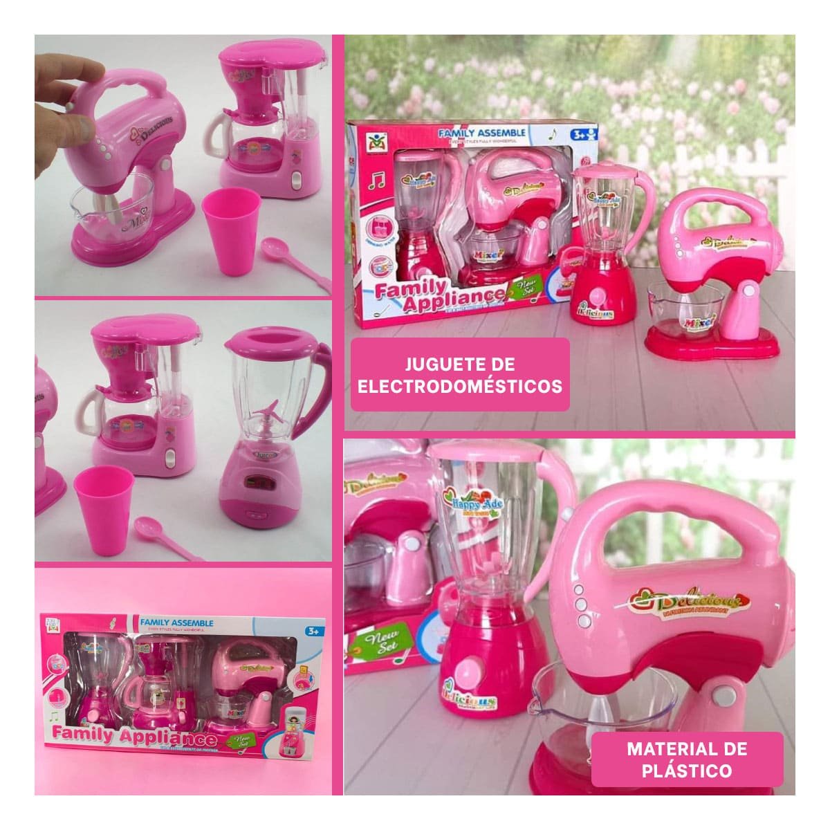 SET DE COCINA CON LICUADORA EN ROSA Y+REGALO STICKERS - 2
