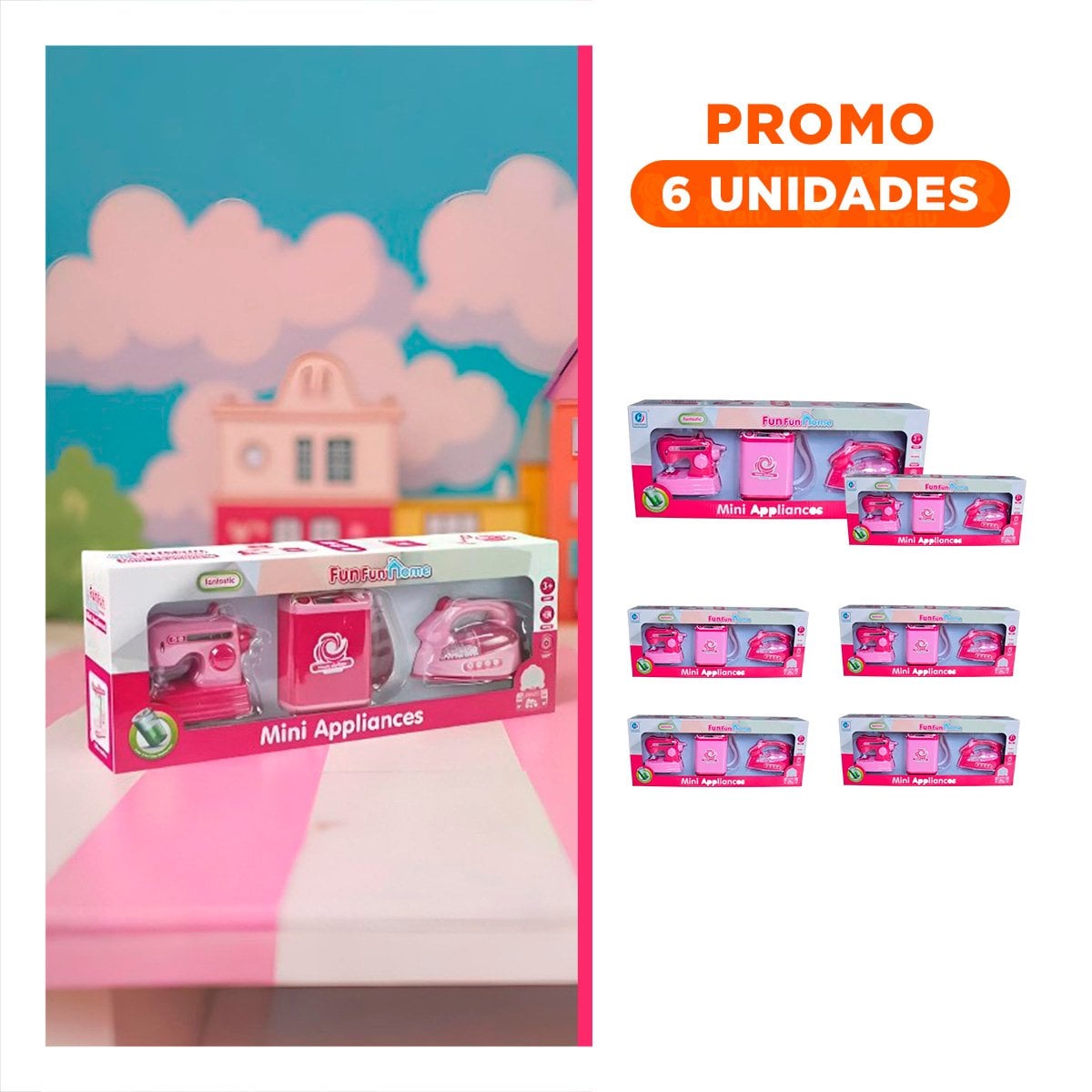 PACK6 SET DE ROLES DOMESTICOS CON MAQUINA DE COSER LAVADORA Y PLANCHA INFANTIL - 1