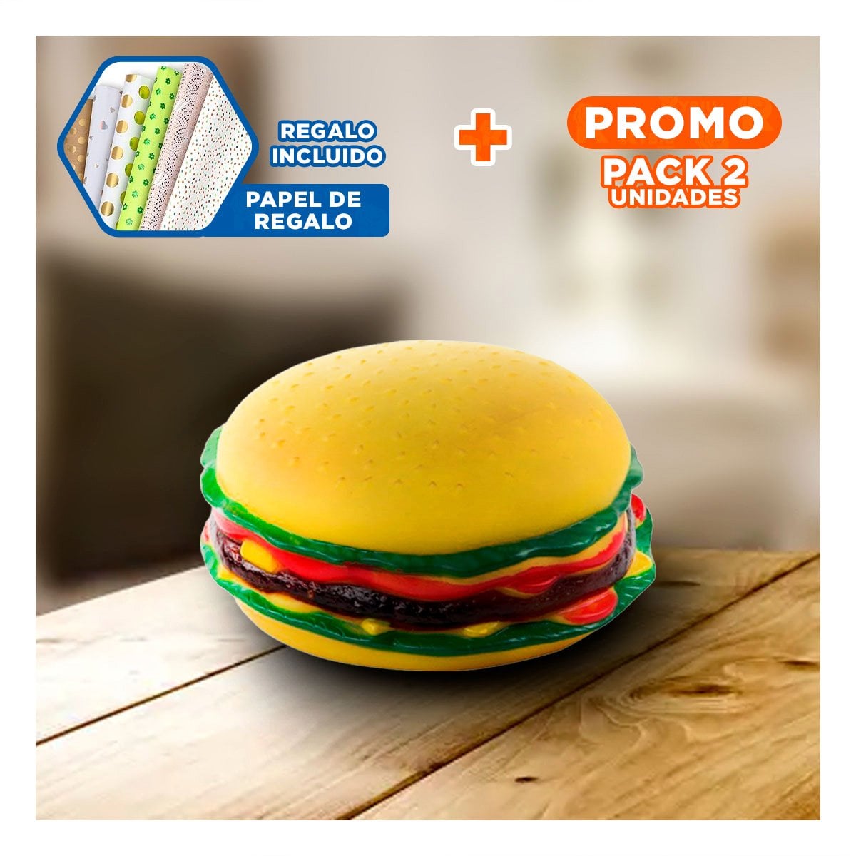PACK2 JUGUETE HAMBURGUESA PARA MINI CHEF Y+PAPEL DE REGALO - 1