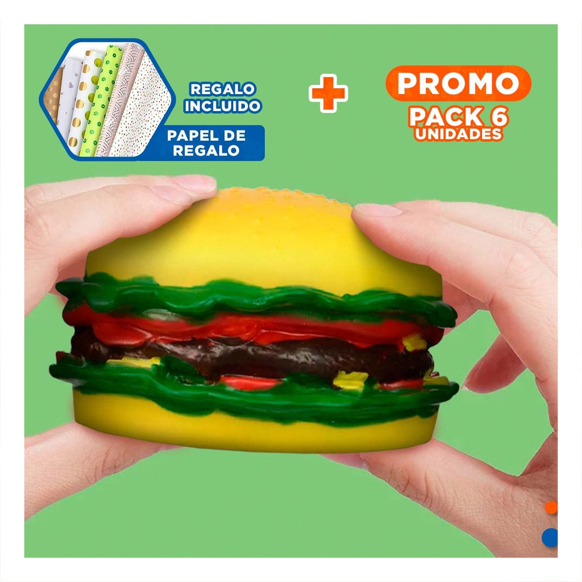 PACK6 VERSION LUDICA HAMBURGUESA PARA ENTRETENIMIENTO DIARIO YPAPEL REGALO - 1