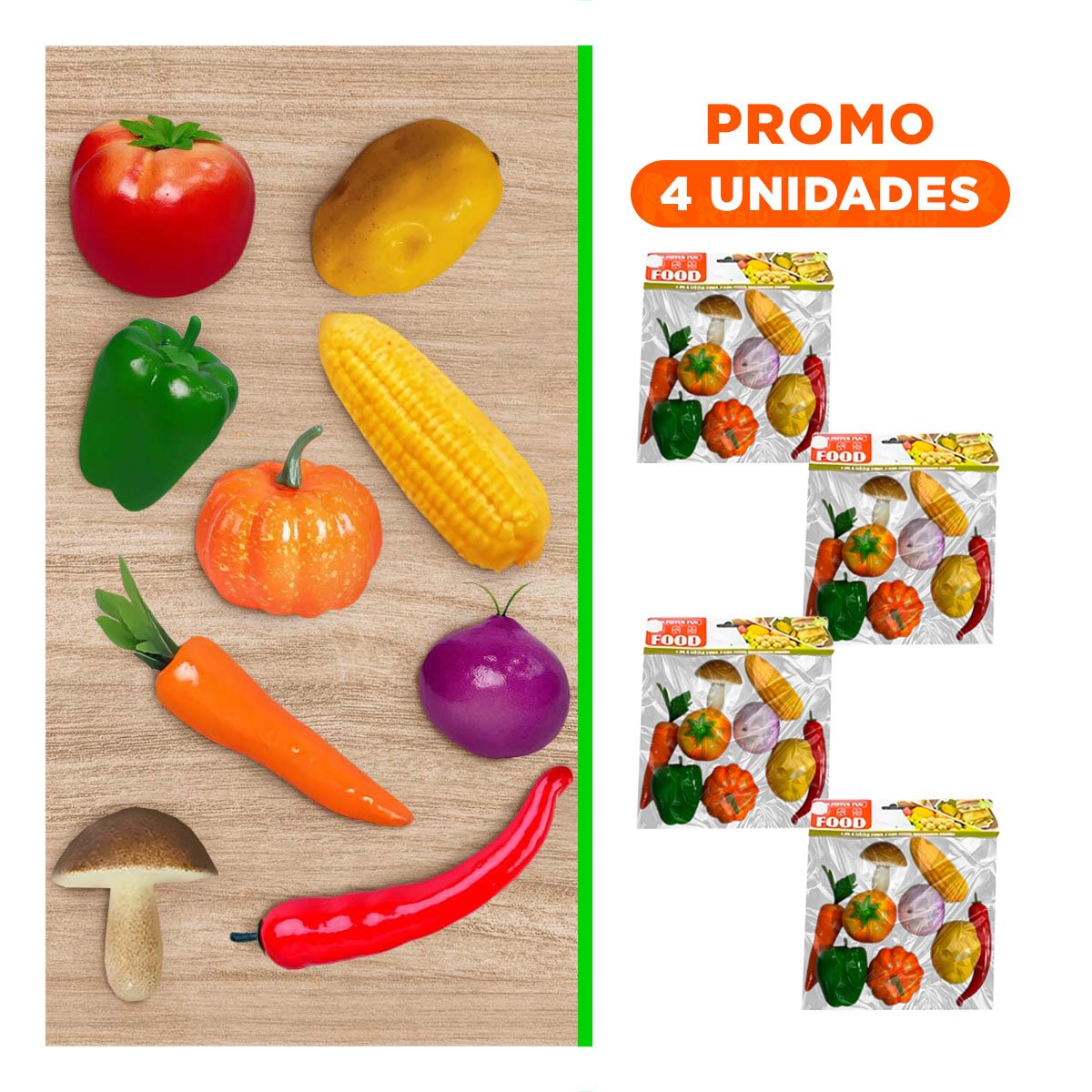 PACK4 BOLSA DE JUGUETE VERDURAL PARA JUEGOS EN MULTICOLOR - 1