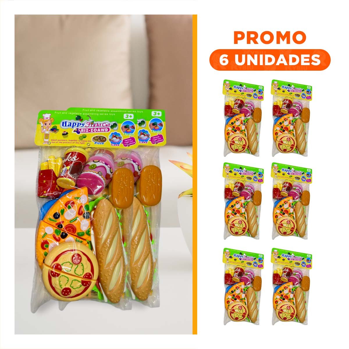 PACK6 COLECCION DE COCINA DE PIZZA COMIDA RAPIDA PARA CORTAR CON COMPONENTES - 1