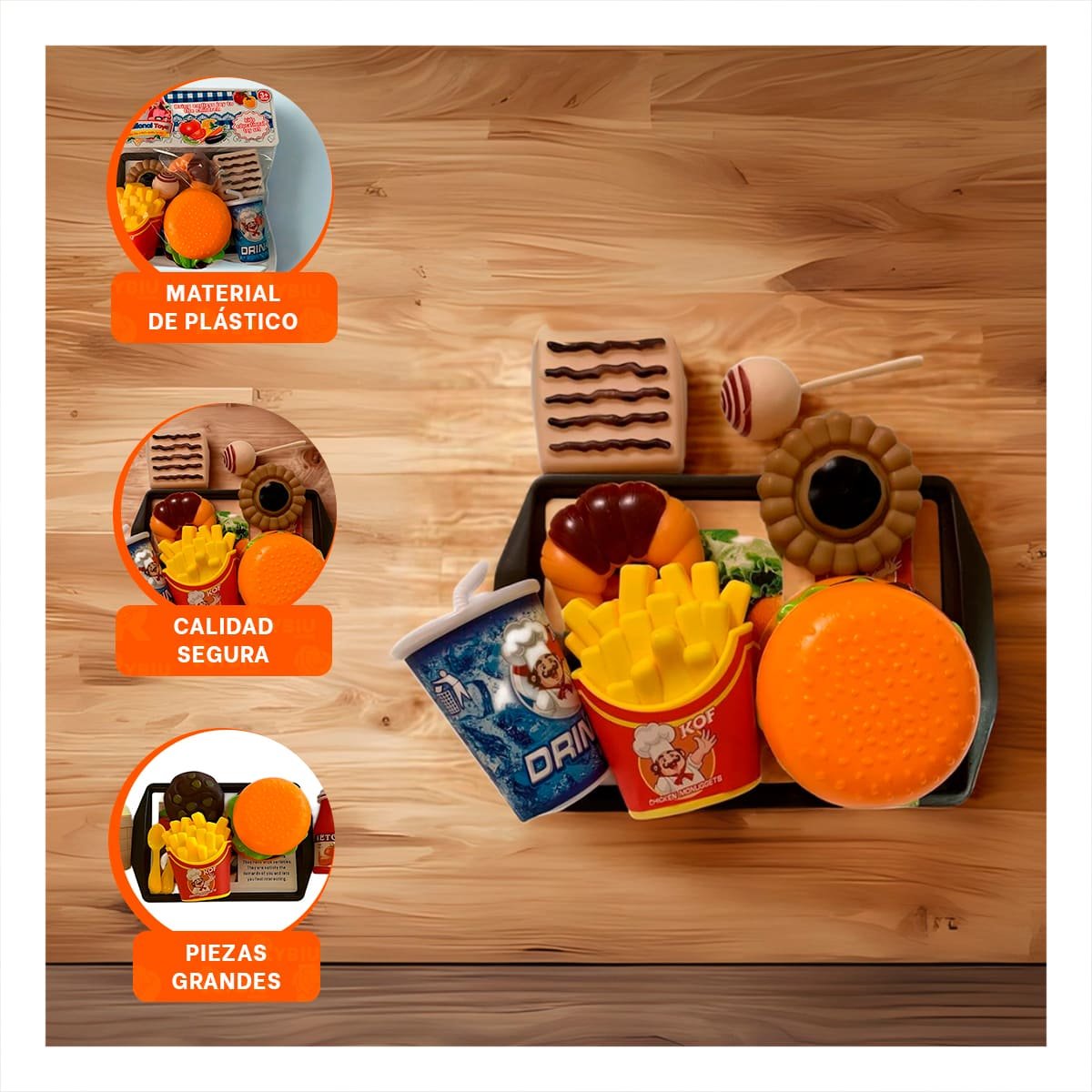 PACK2 COLECCION DE COMIDAS URBANAS CON ACCESORIOS PARA COCINA DE JUEGO Y+PAPEL REGALO - 5