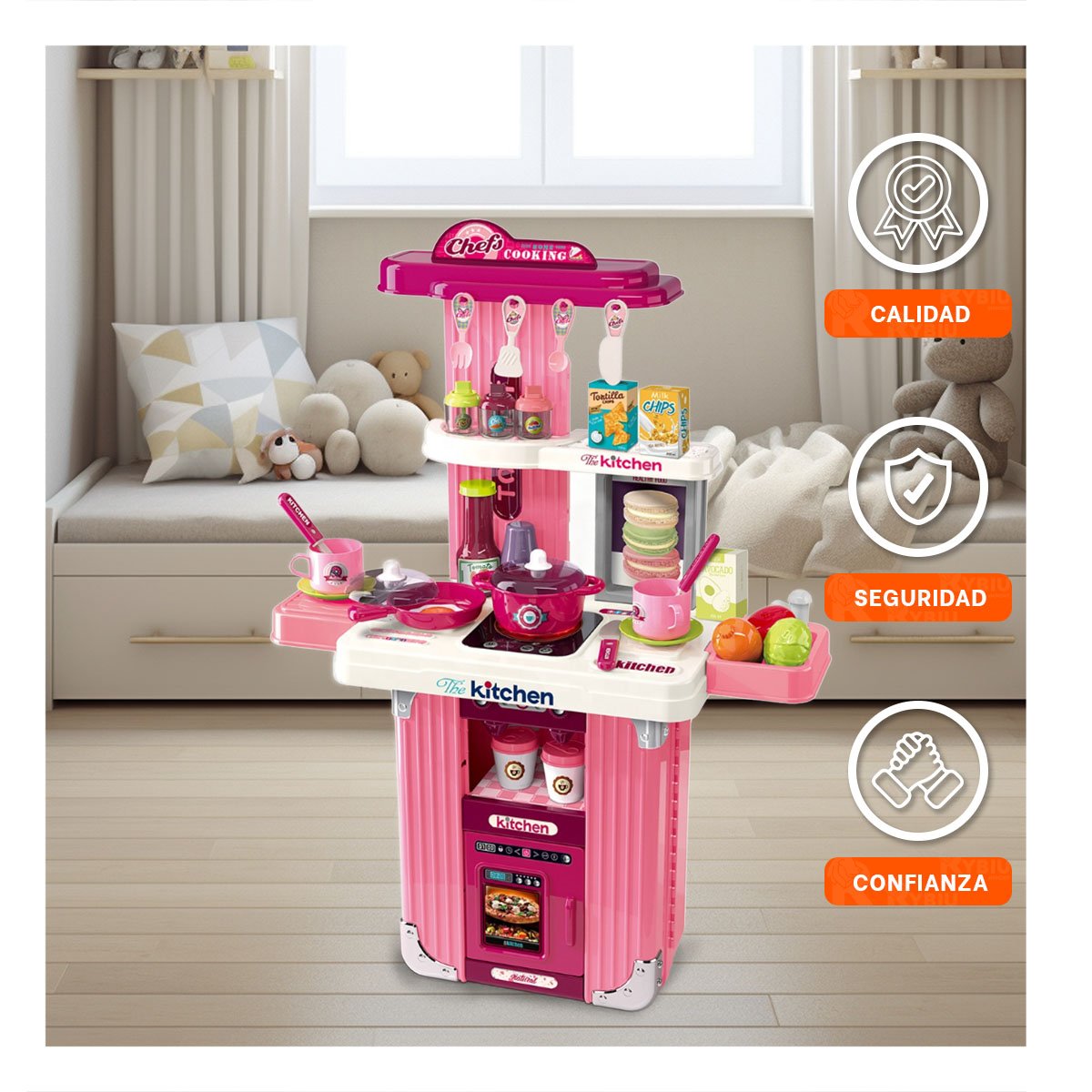 JUGUETE MALETA CHEF CON ACCESORIOS PARA NINAS EN ROSADO - 1