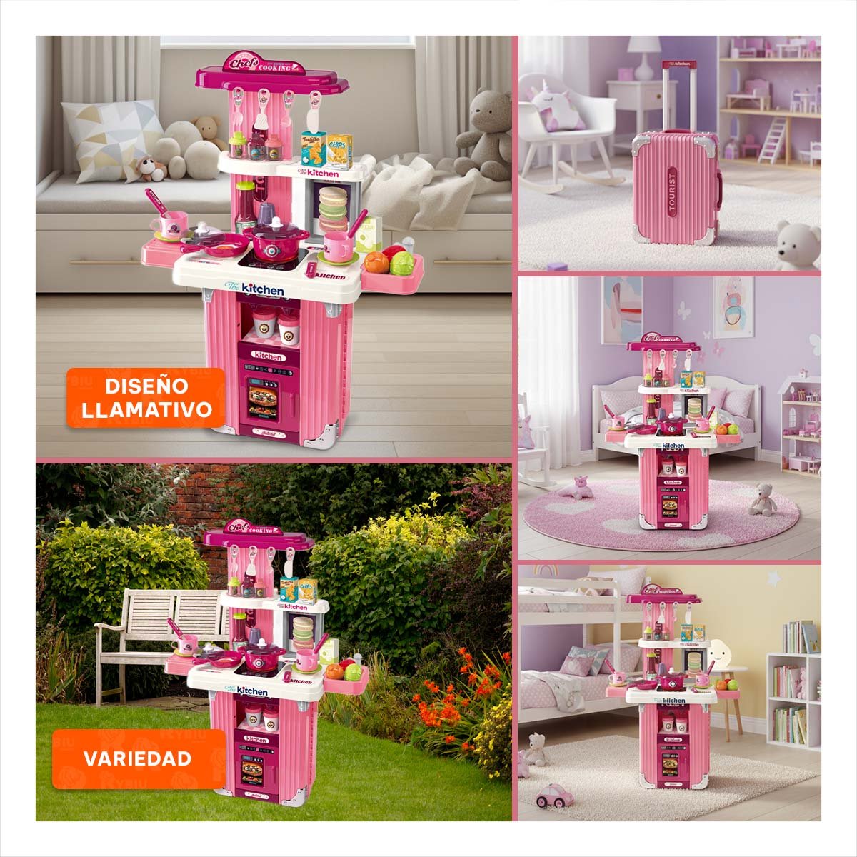 JUGUETE MALETA CHEF CON ACCESORIOS PARA NINAS EN ROSADO - 5