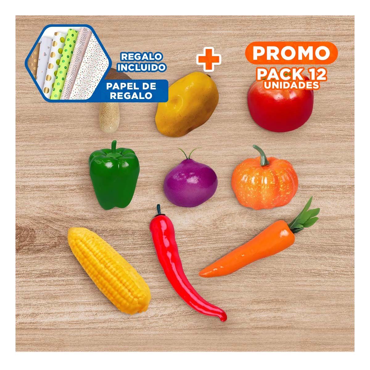 PACK12 BOLSO DE VERDURAS PARA ACTIVIDADES LUDICAS INFANTILES YPAPEL REGALO - 1