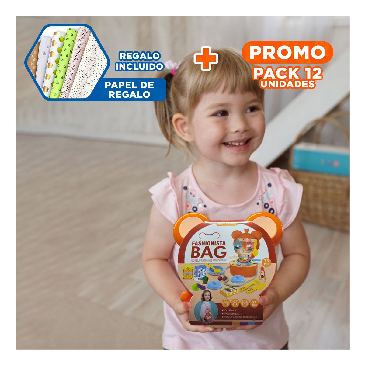 PACK12 NECESER CREATIVO OREJITAS COCINA CASERA 23 PZS NARANJA CON SET YPAPEL REGALO - 1
