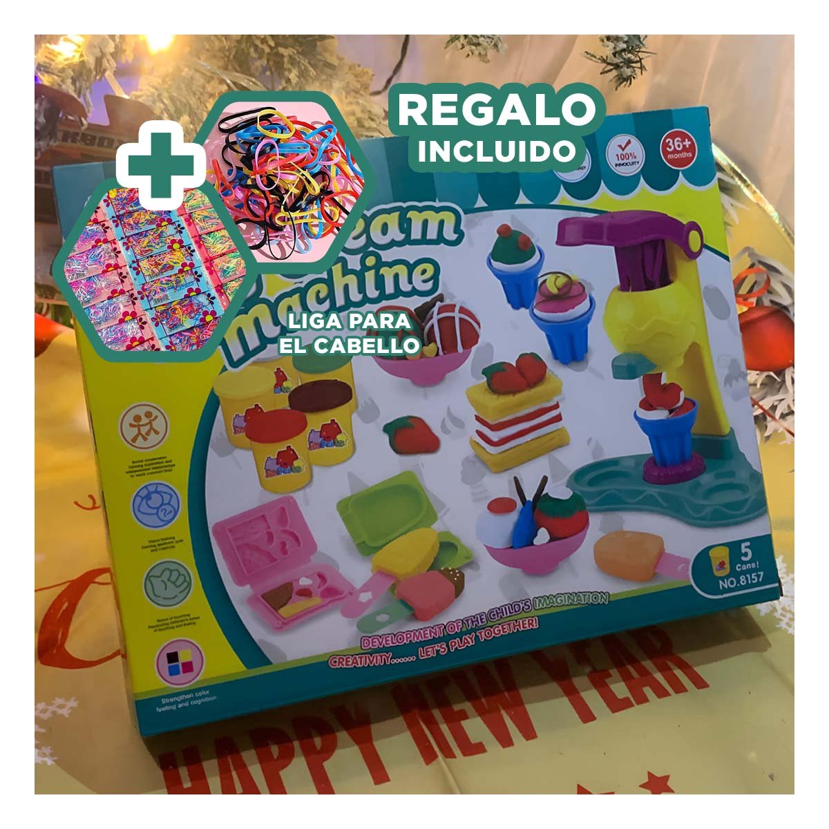 MAQUINA DE HELADO INFANTIL EN CAJA VERDE Y+LIGAS DE REGALO - 2