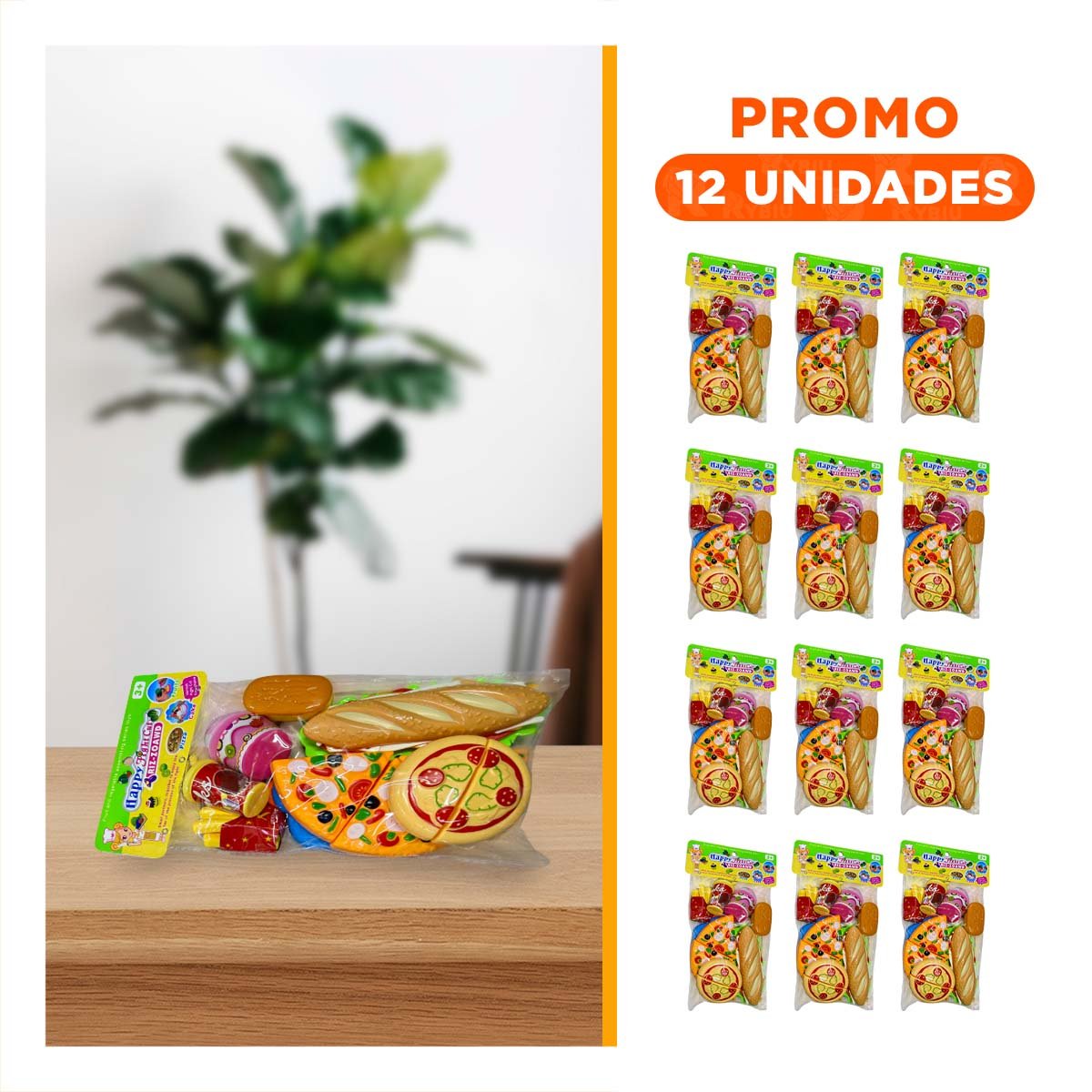 PACK12 SET DE JUEGO DE PIZZA COMIDA RAPIDA PARA CORTAR CON ELEMENTOS Y+REGALO STICKER - 1