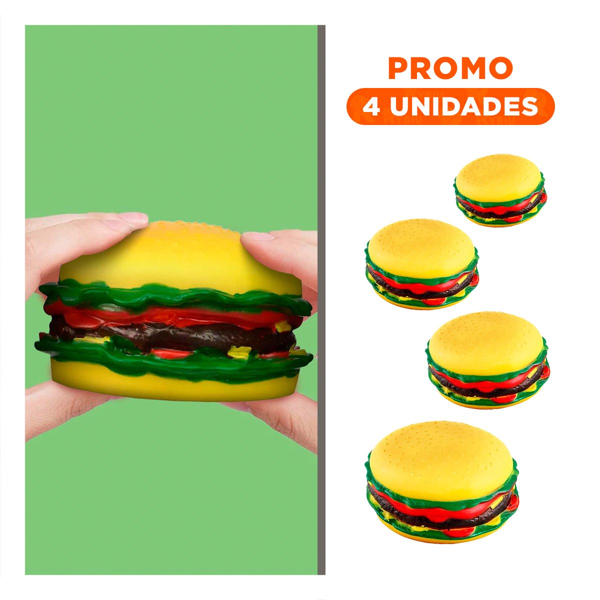 PACK4 MINI BURGUER DE GOMA PARA NINOS EN COLOR AMARILLO - 1