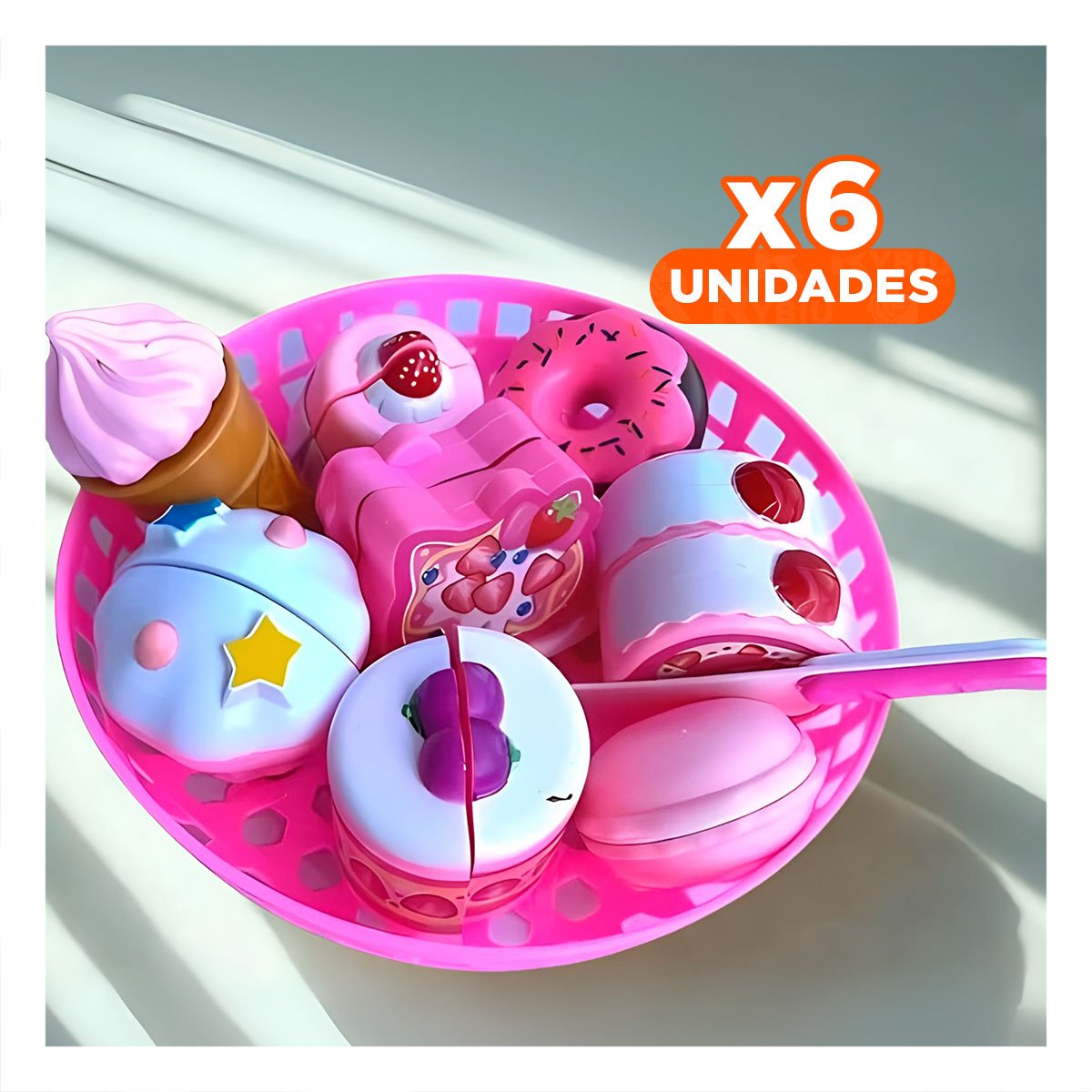 PACK6 JUEGO INTERACTIVO DE POSTRES PARA CORTAR CON ACCESORIOS DE COCINA Y+REGALO STICKER - 1