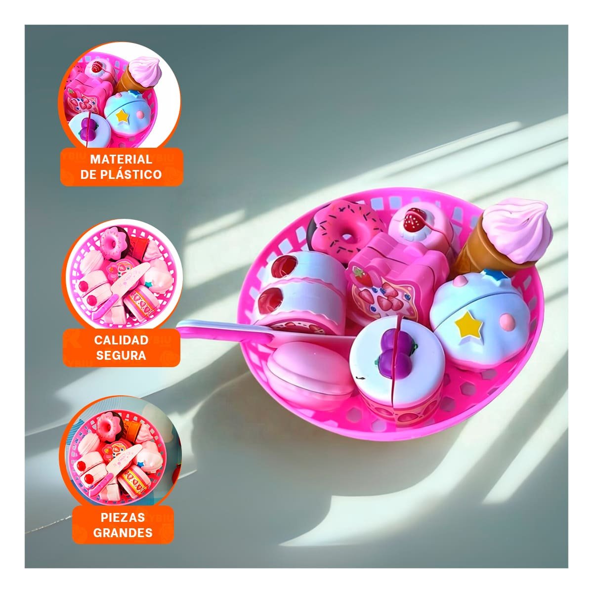 PACK6 JUEGO INTERACTIVO DE POSTRES PARA CORTAR CON ACCESORIOS DE COCINA Y+REGALO STICKER - 3