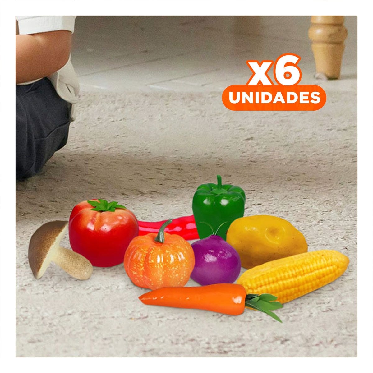 PACK6 BOLSA DE VERDURAS PARA JUEGO DE MERCADO Y COCINA YREGALO STICKER - 1