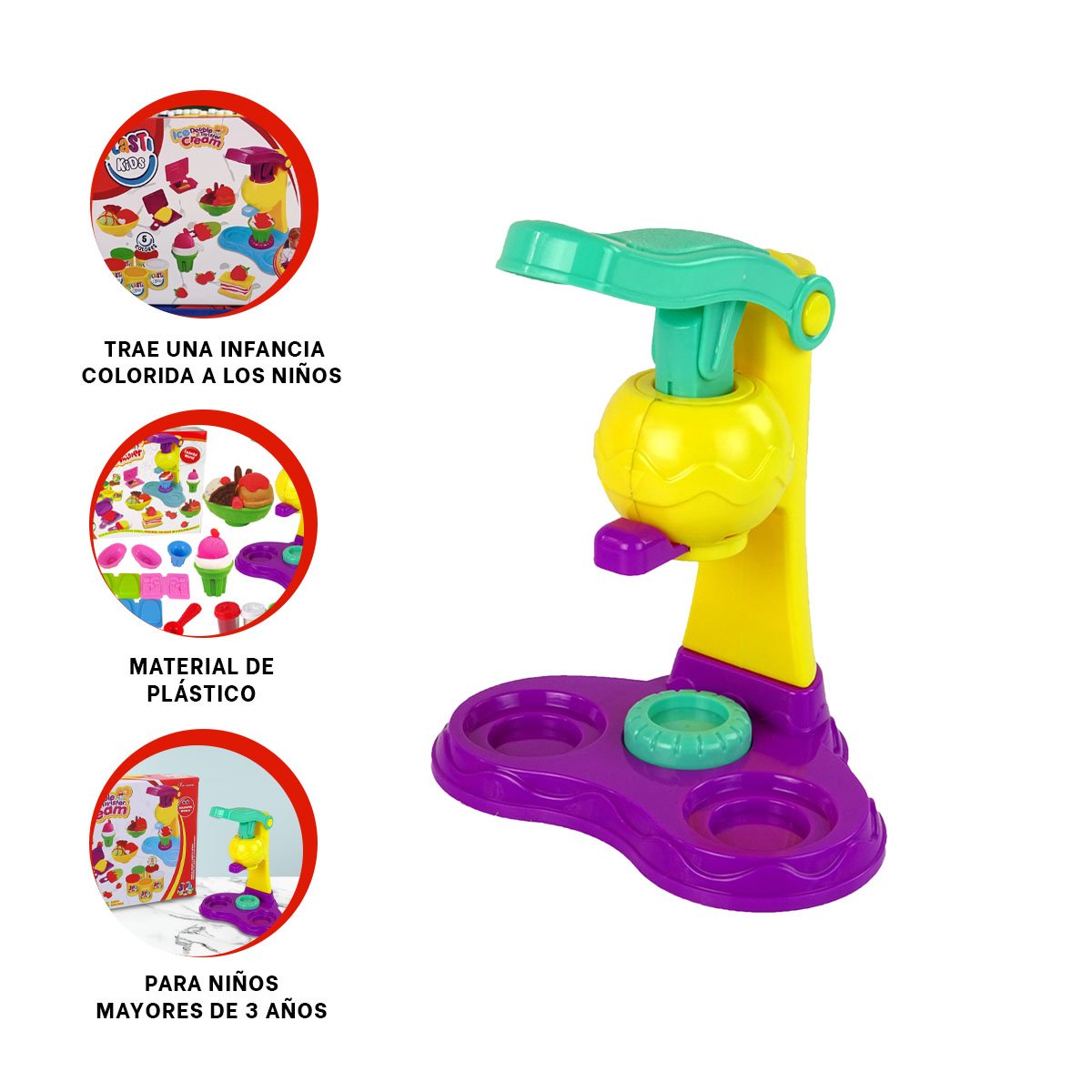 MAQUINA MOLDEADORA DE PLASTILINA PARA NINAS EN CAJA ROJA - 2