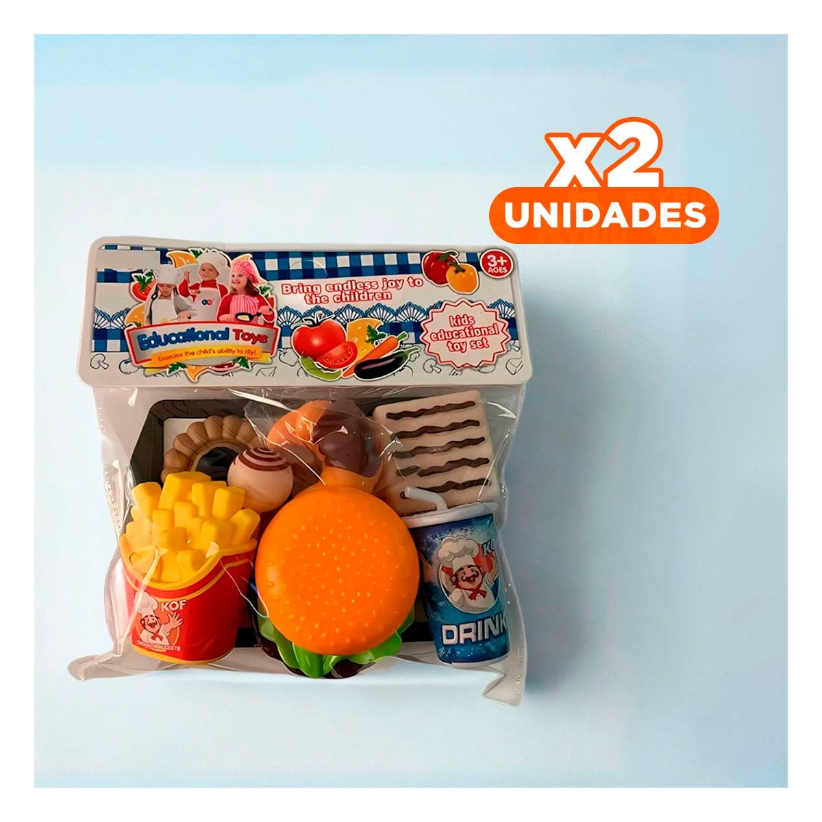 PACK2 COMBO DE COMIDAS URBANAS CON PIEZAS VARIADAS PARA ACTIVIDADES CREATIVAS Y+REGALO STICKER - 1