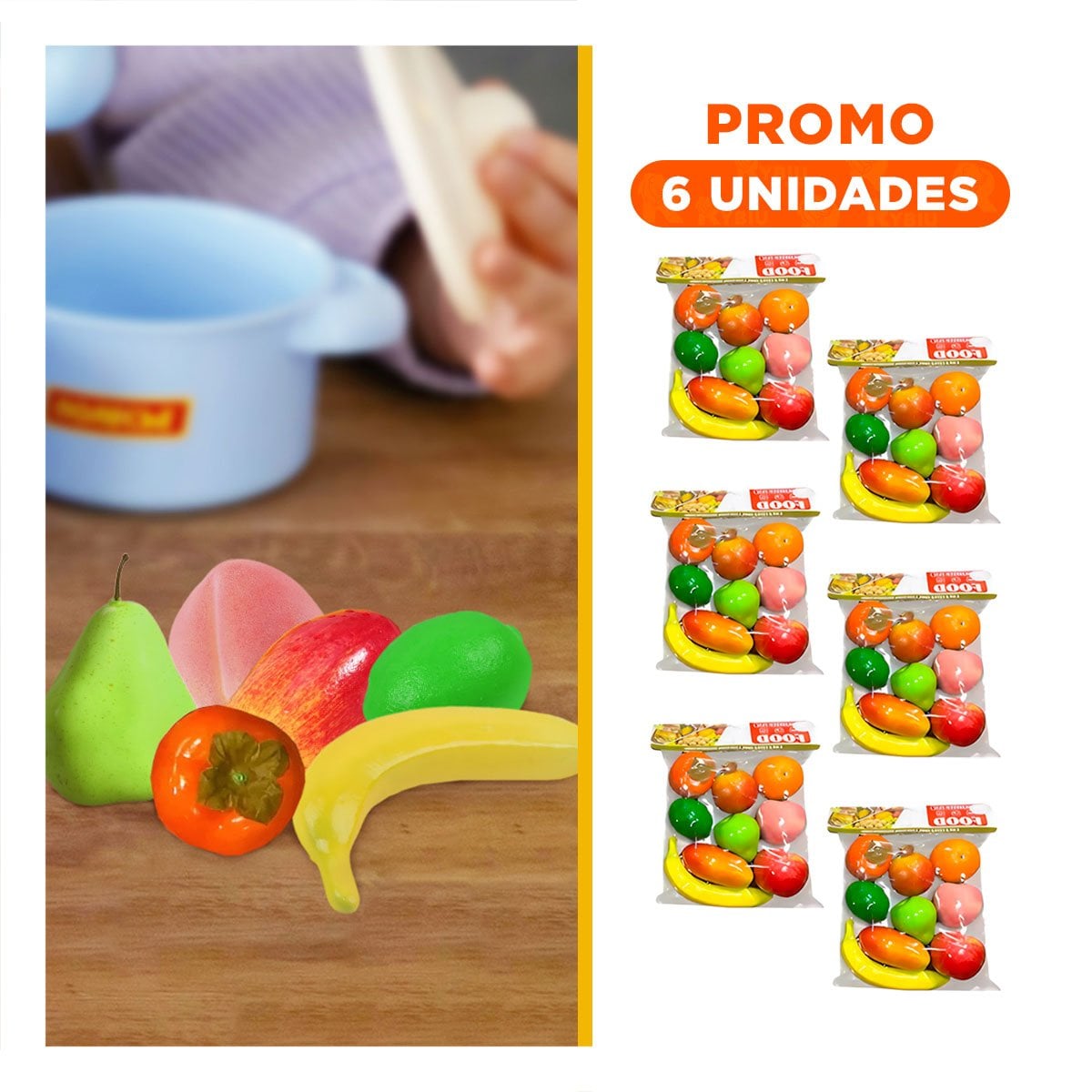 PACK6 VERSION LUDICA DE FRUTAS PARA JUEGO CREATIVO - 1
