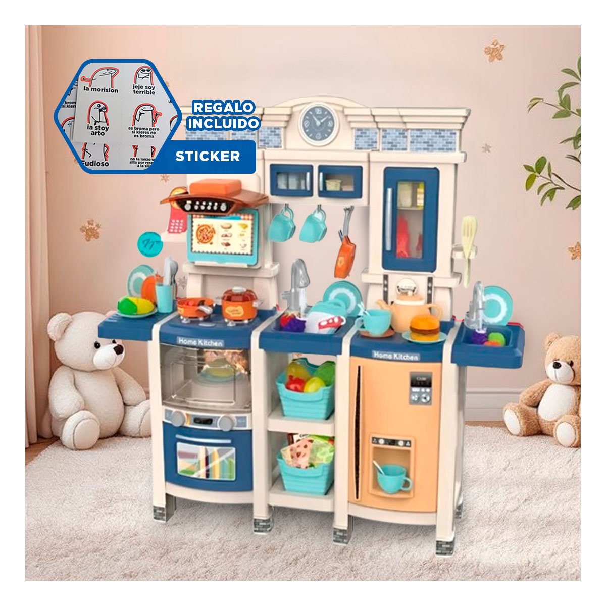 AREA DE COCINA INFANTIL CON ACCESORIOS PARA DIVERSION CREATIVA Y+REGALO STICKER - 1