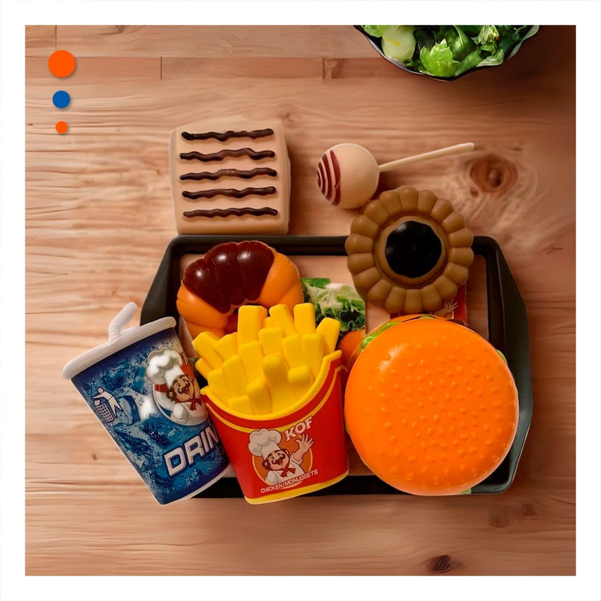 SET DE ALIMENTOS RAPIDOS CON ACCESORIOS DE COCINA PARA JUEGO CREATIVO EN CASA - 1