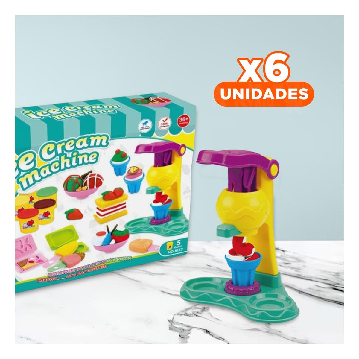 PACK6 JUGUETE PARA HELADERIA EN CAJA VERDE Y+REGALO STICKERS - 1