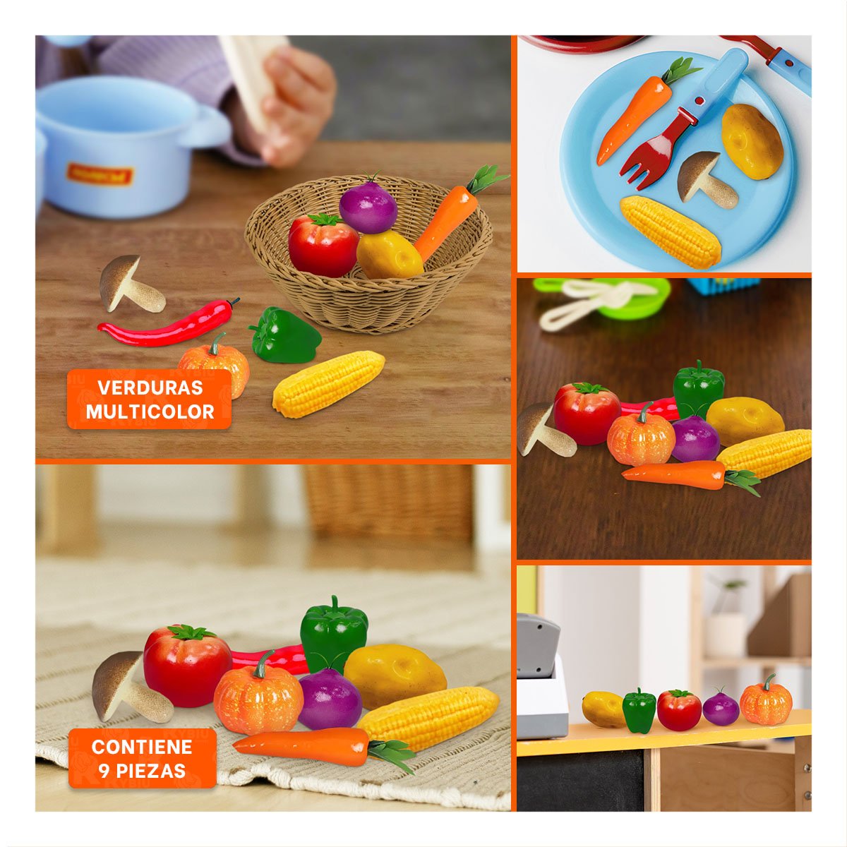 BOLSA DE VERDURAS PARA JUEGO DE COCINA INFANTIL EN CASA Y ACTIVIDADES RECREATIVAS - 5
